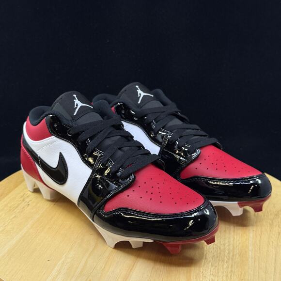 Nike Jordan 1 Low TD Bred Toe Patent Football Cleat FJ6245-601 Men\'s Size 9 New main image 10